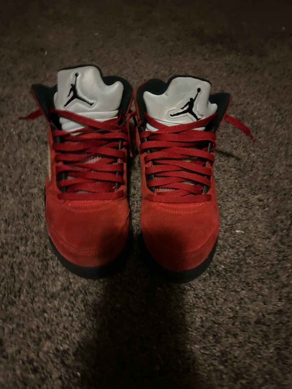 Jordan Red and Black Suede High-Top Sneakers